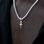 Micro Simple Ankh Cross Pendant in White Gold