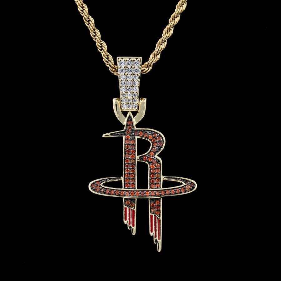 Houston Rockets Official NBA Logo Pendant in Yellow Gold