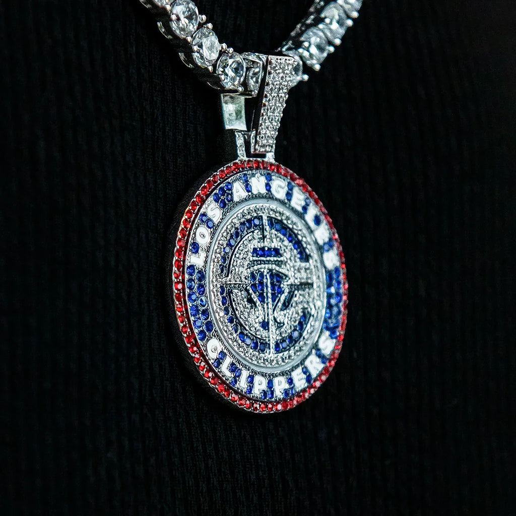 Los Angeles Clippers Official NBA 2024 Logo Pendant - White Gold