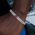 Atlanta Braves Official MLB Diamond Prong Cuban Bracelet in White Gold- 8.5mm