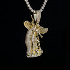 Extra Large Saint Michael Pendant in Yellow Gold