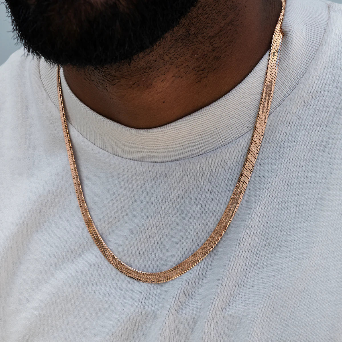 Herringbone Chain in Rose Gold- 6mm