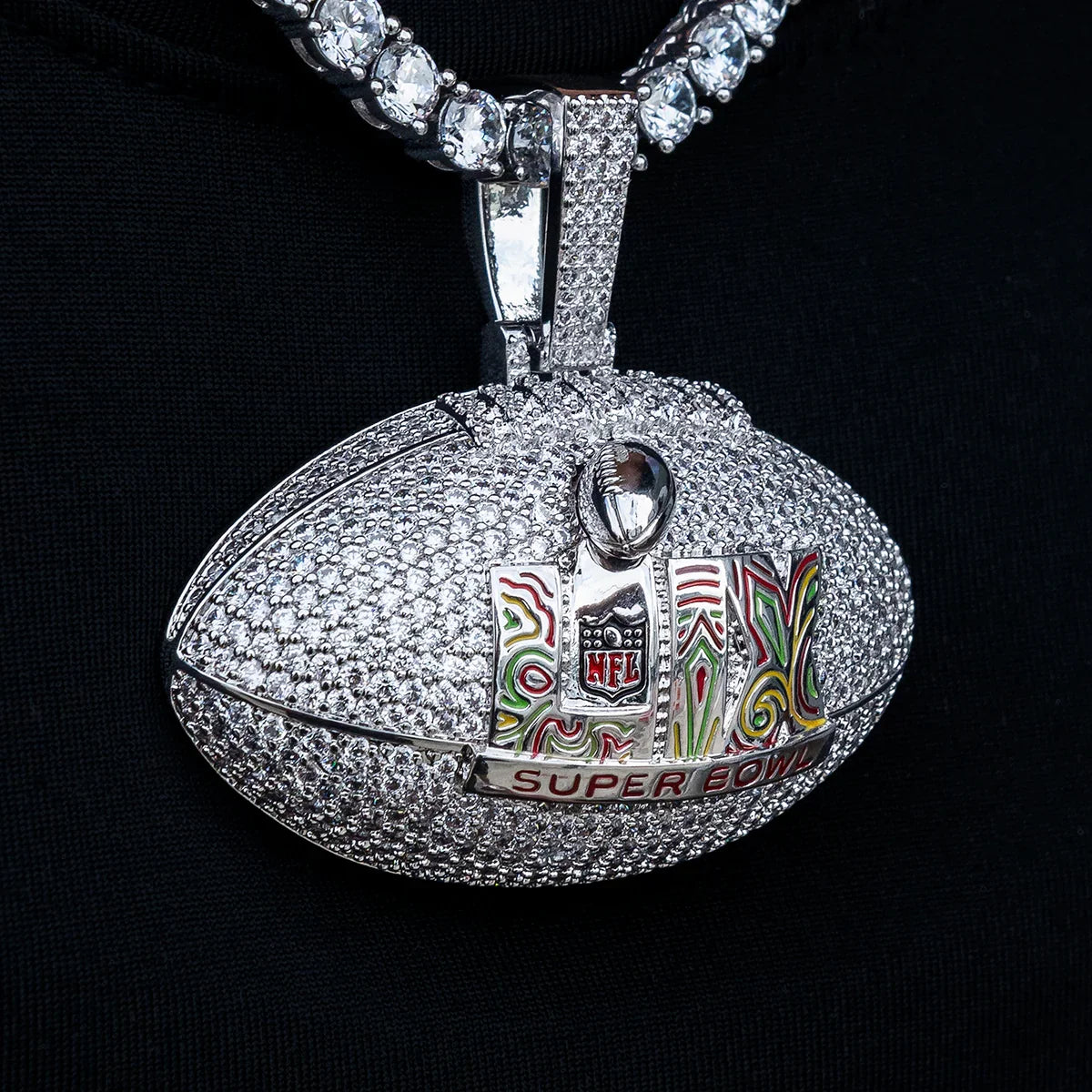 Super Bowl LIX Football Pendant - White Gold