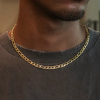 Figaro Chain + Bracelet Bundle in Yellow Gold- 6mm
