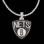 Brooklyn Nets Official NBA Logo Pendant in White Gold