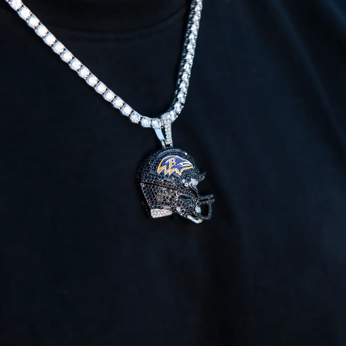 2025 Baltimore Ravens Team Helmet Pendant - White Gold