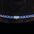 Sapphire Cushion Cut Tennis Chain in White Gold - 7mm