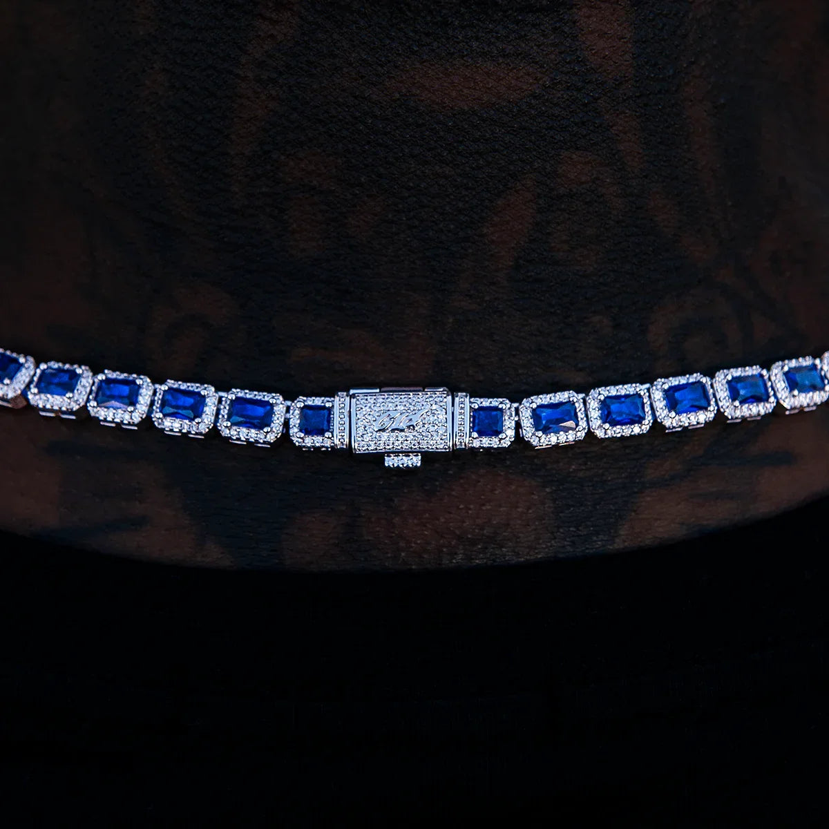 Sapphire Cushion Cut Tennis Chain in White Gold - 7mm