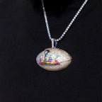 Iced Super Bowl LX Official NFL Football Pendant in White Gold