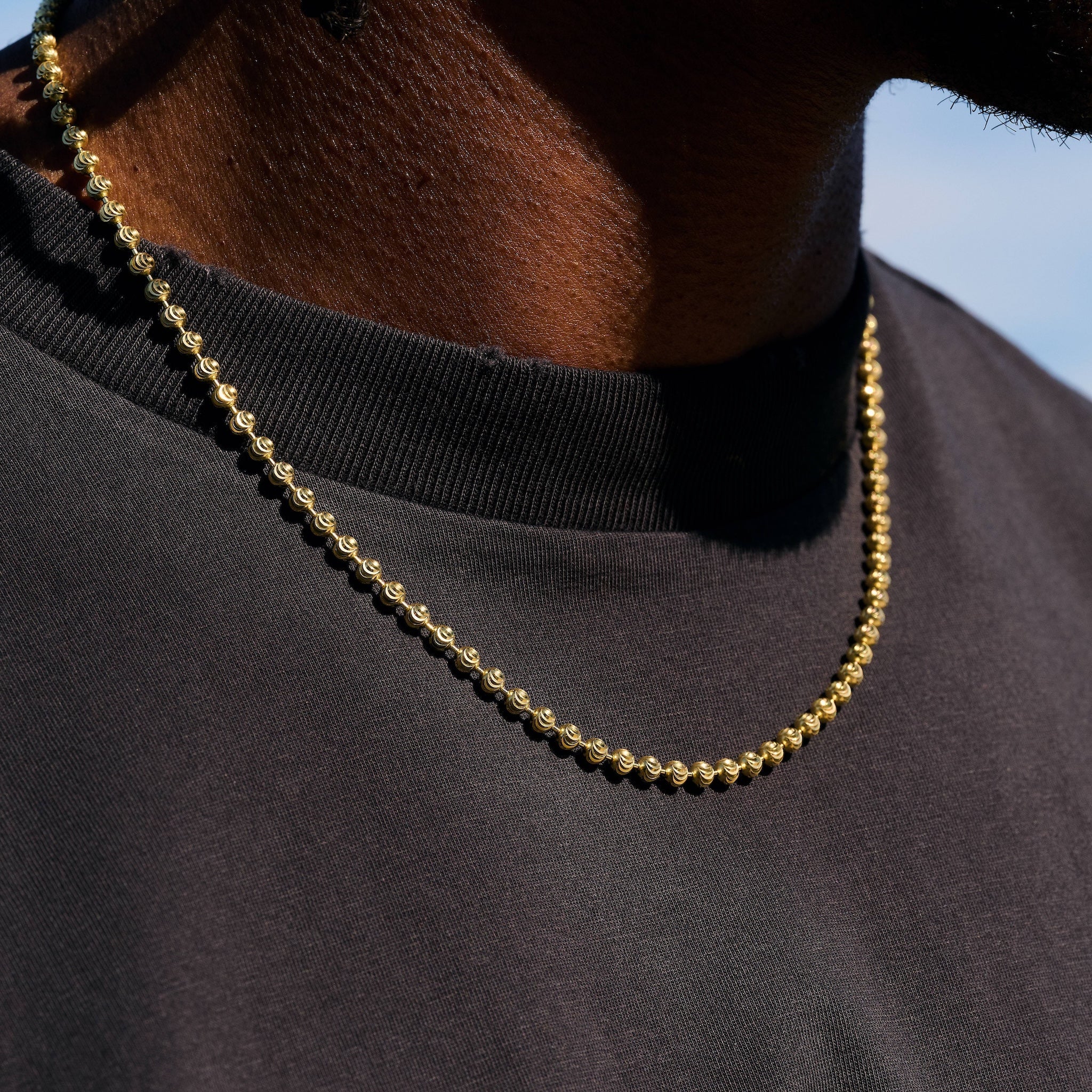Moon Cut Ball Chain in Yellow Gold Vermeil - 4mm