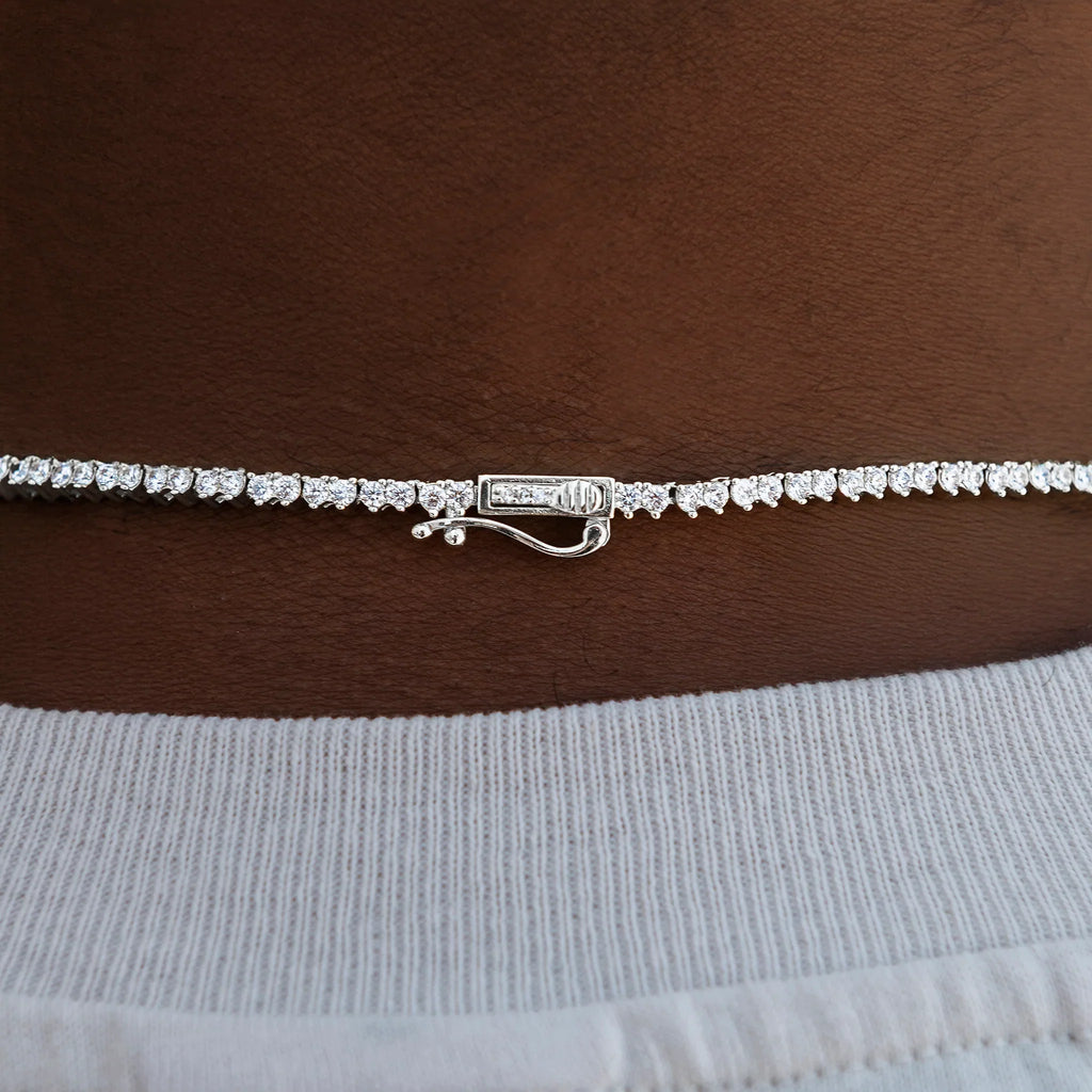 3 Prong Tennis Chain in White Gold -2mm