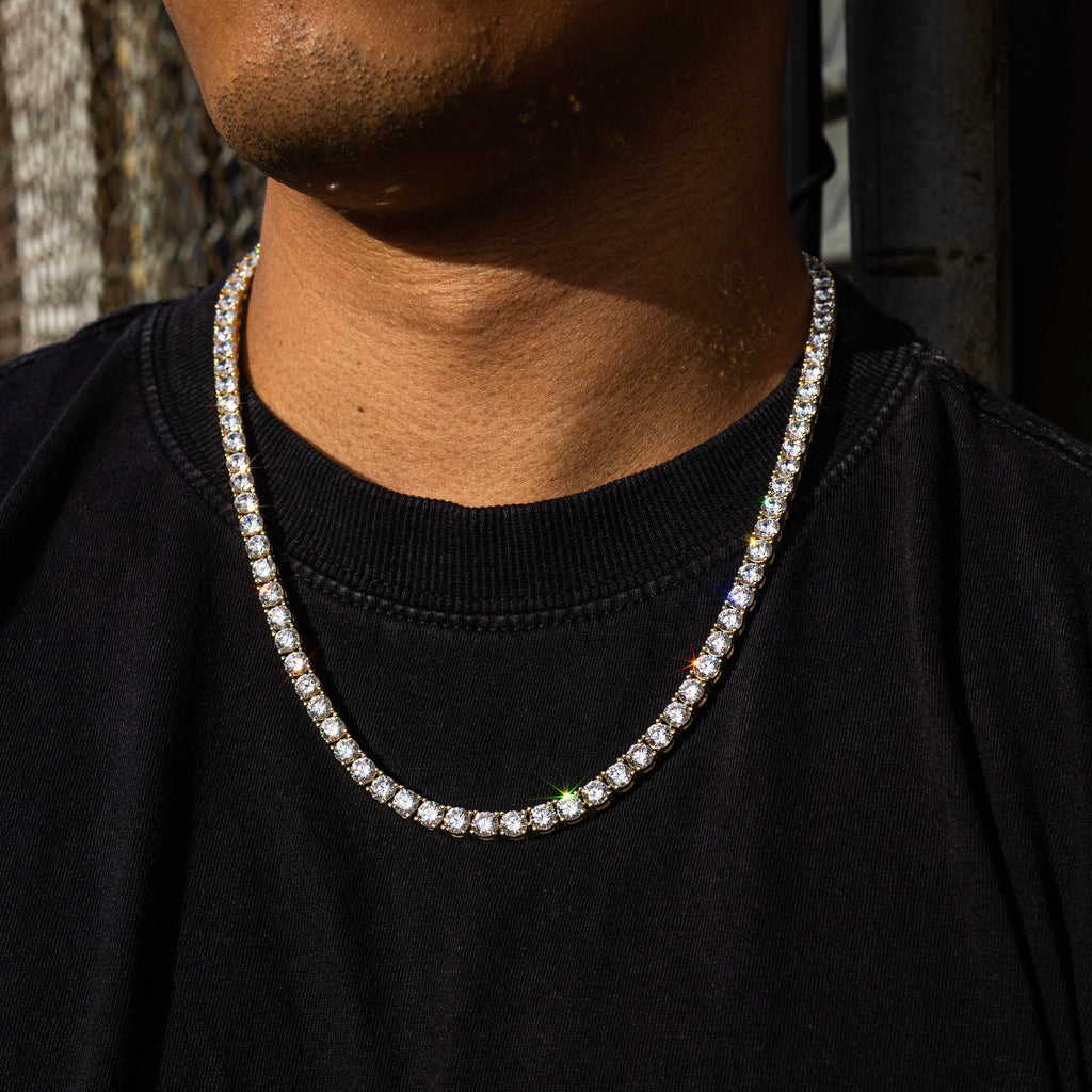 Diamond Tennis Chain in Yellow Gold- 5mm