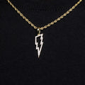 Micro Iced Lightning Bolt Pendant in Yellow Gold
