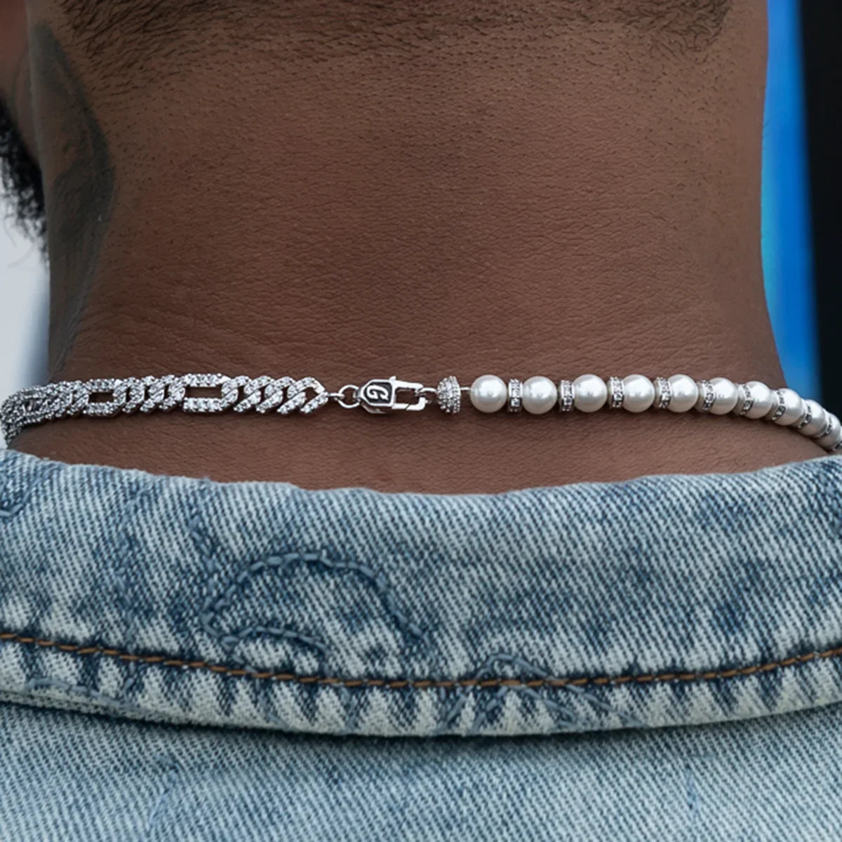 Diamond Figaro Pearl Chain