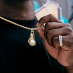 Iced Boxing Glove in Yellow Gold