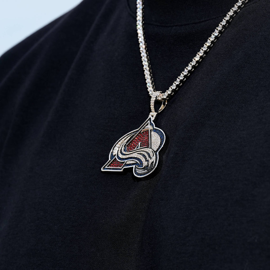 Colorado Avalanche Official NHL Logo Pendant in White Gold