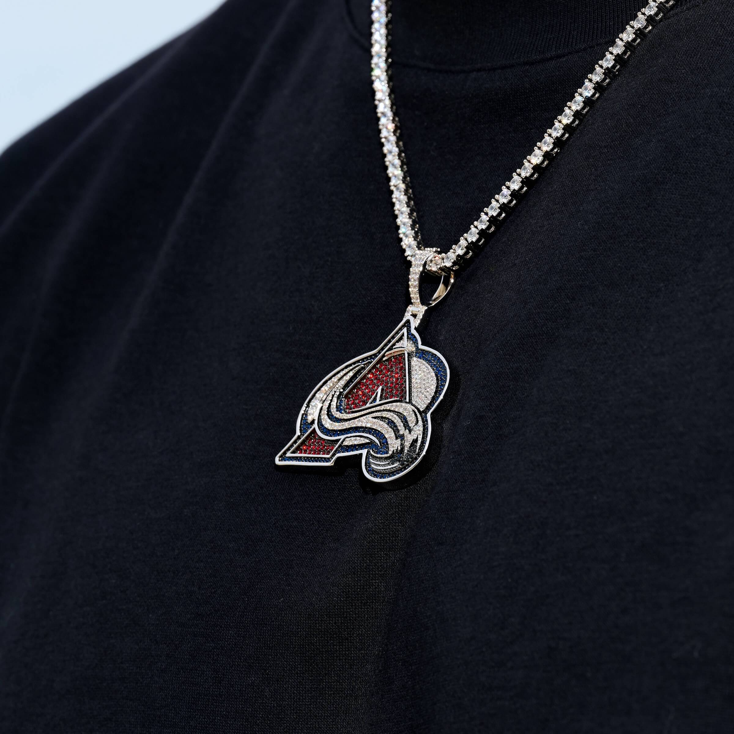 Colorado Avalanche Official NHL Logo Pendant in White Gold