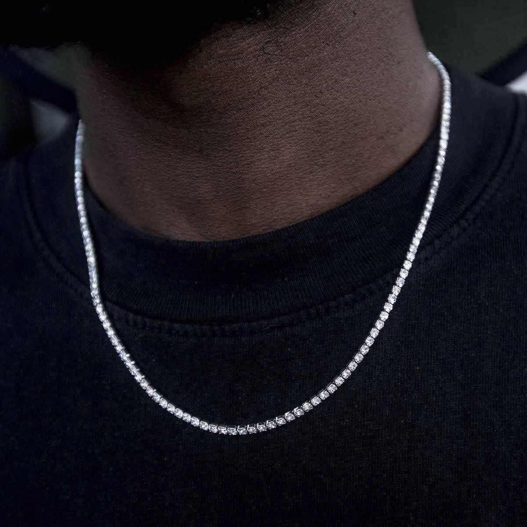 Micro Tennis Chain in White Gold