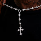 Flared Cross Rosary Chain in White Gold - 8mm