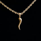 Italian Horn and Cross Set in Yellow Gold