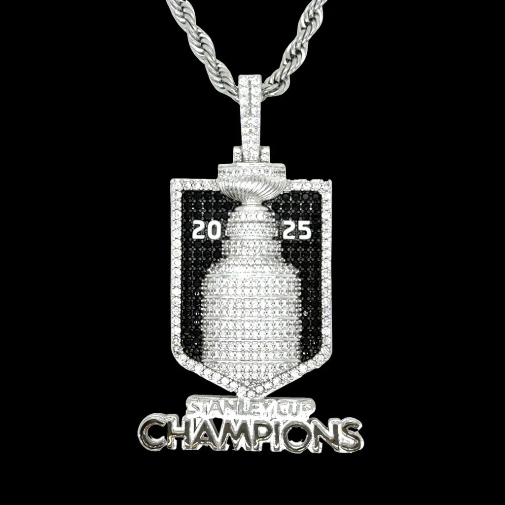2025 Stanley Cup Official NHL Championship Pendant with 20" Rope Chain in White Gold