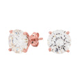 8MM Round Cut Moissanite Diamond Stud Earrings in Rose Gold Vermeil