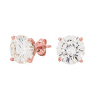 8MM Round Cut Moissanite Diamond Stud Earrings in Rose Gold Vermeil