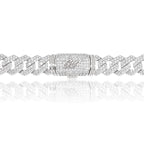 Diamond Prong Link Chain in White Gold - 12mm