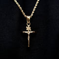 Crucifix Pendant + 2MM Rope Chain Bundle in Yellow Gold