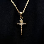 Crucifix Pendant + 2MM Rope Chain Bundle in Yellow Gold