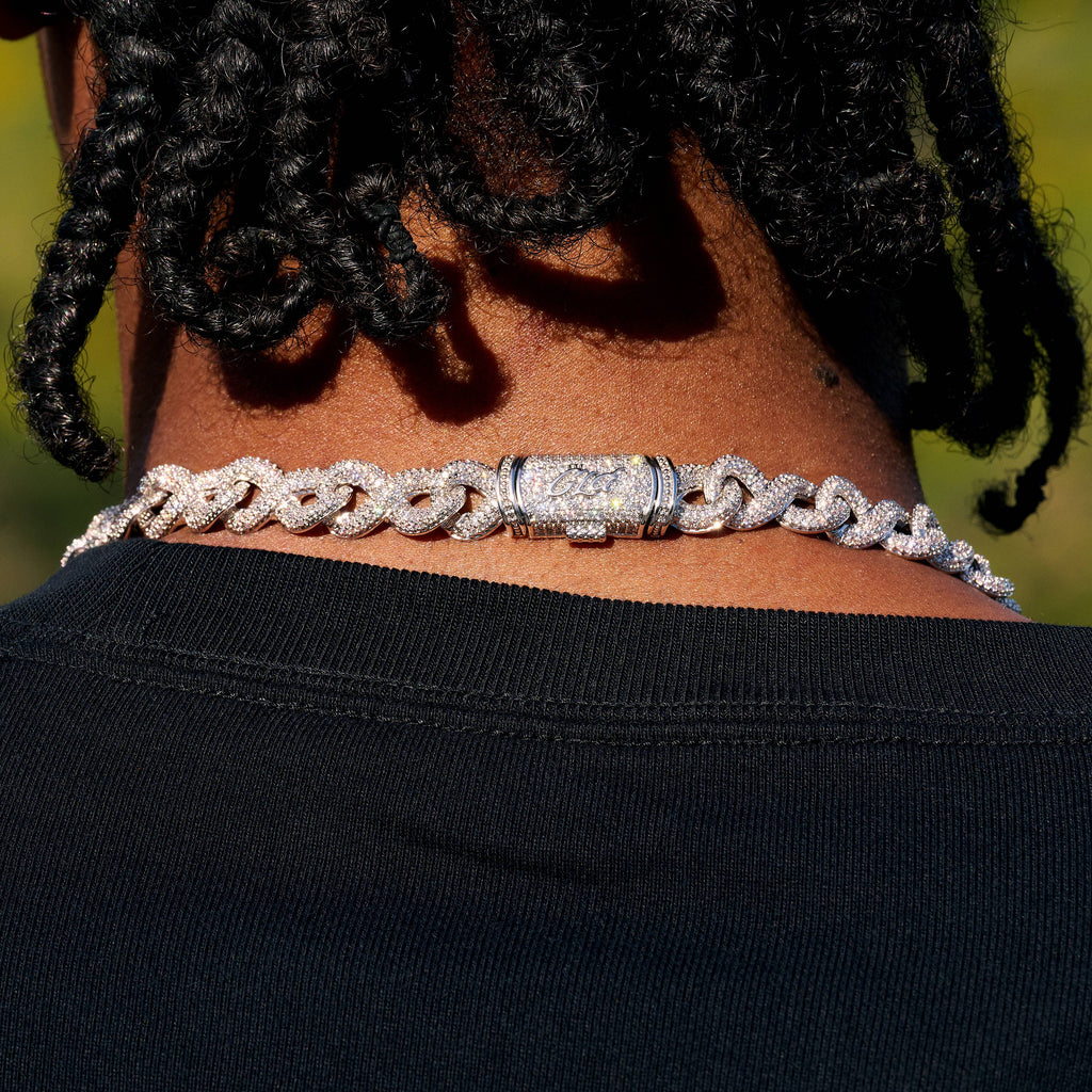 Iced Infinity Chain in White Gold - 10mm