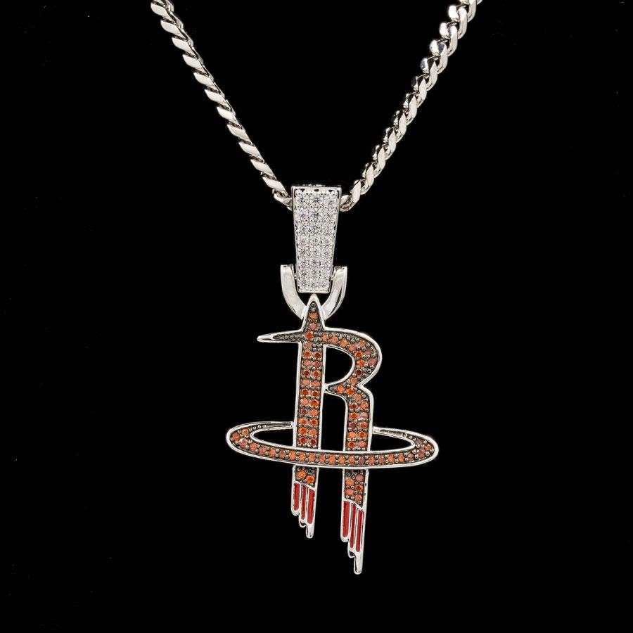 Houston Rockets Official NBA Logo Pendant in White Gold
