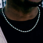 Emerald Baguette Tennis Chain in White Gold - 4mm