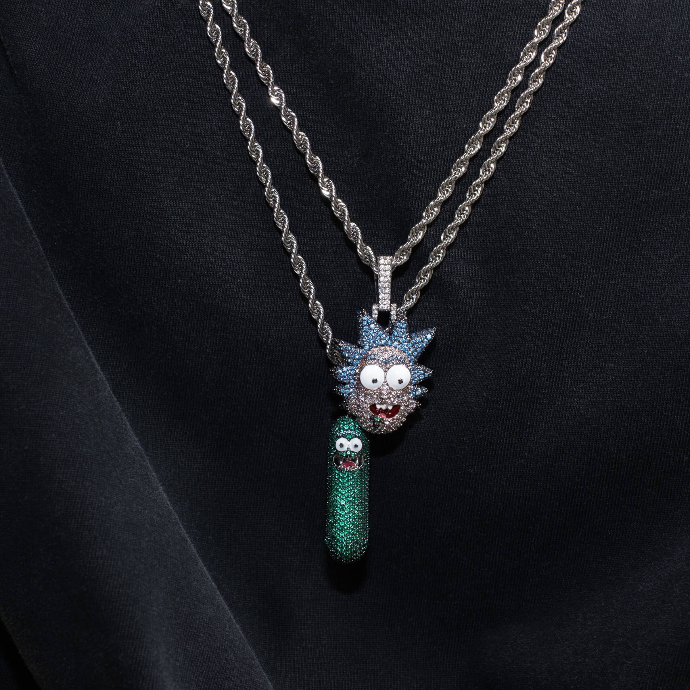 Rick & Morty Pickle Official Warner Bros. Pendant in White Gold