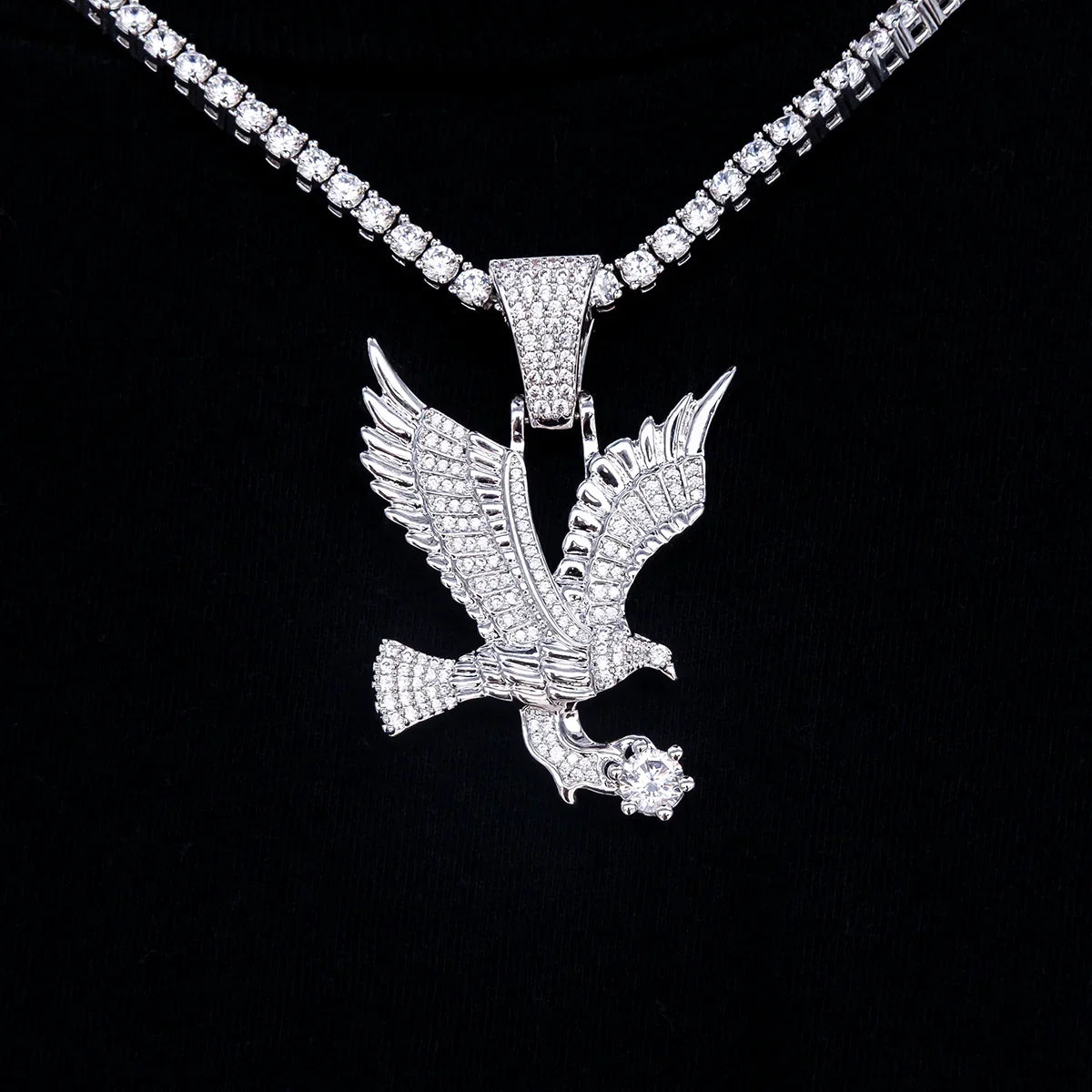 GLD Eagle Pendant in White Gold
