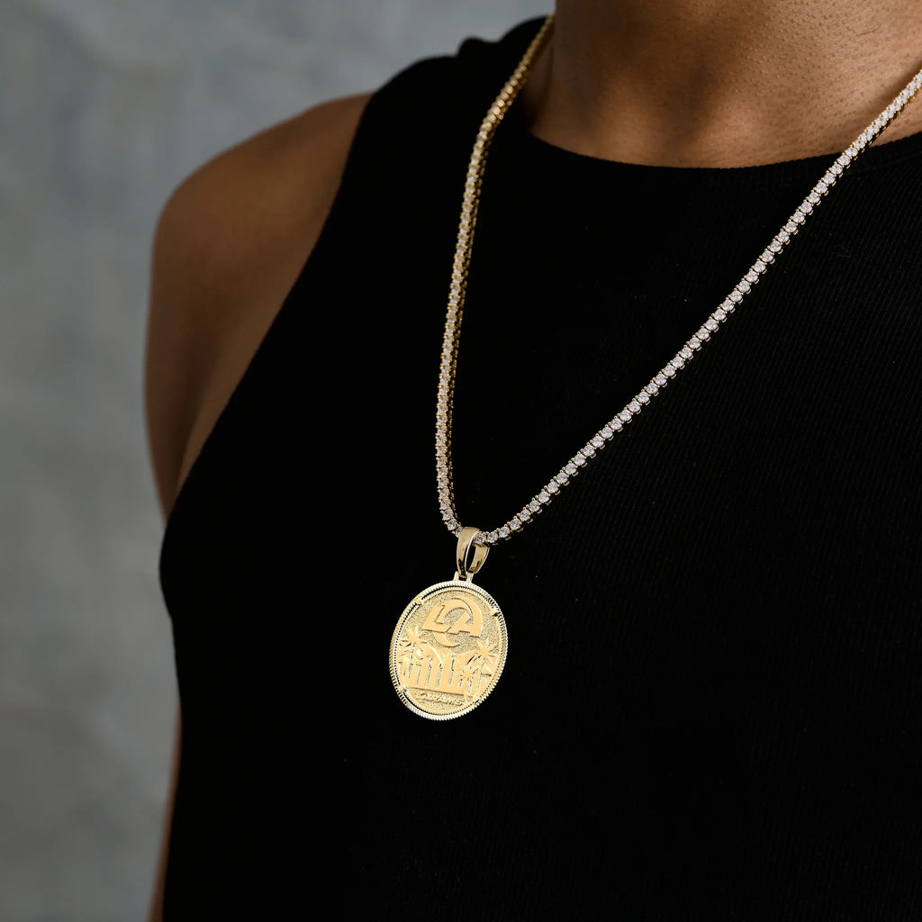LA Rams Official NFL Coin Pendant in Yellow Gold