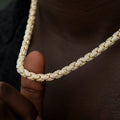 Diamond Pave Snake Link Chain in Yellow Gold-6mm
