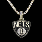 Brooklyn Nets Official NBA Logo Pendant in Yellow Gold