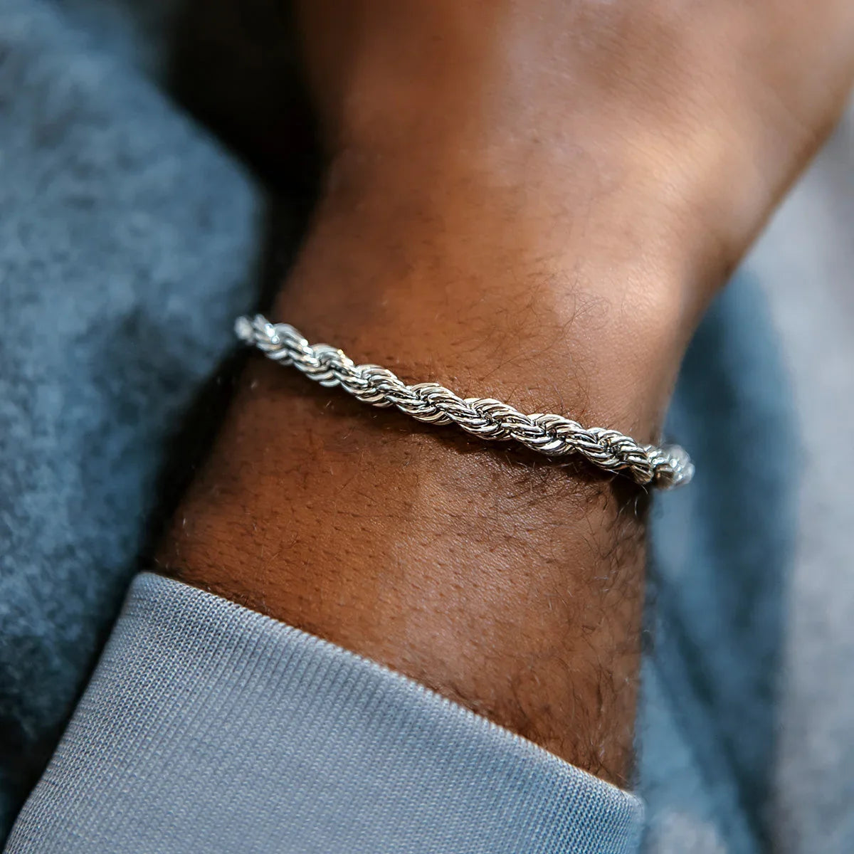 Rope Chain Bracelet in Sterling Silver - 6mm