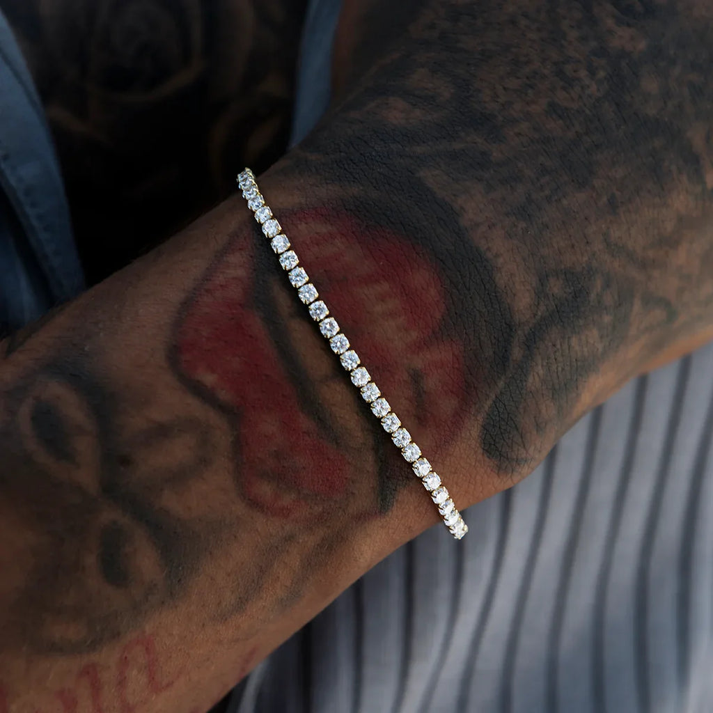 Micro Tennis Chain + Bracelet Bundle in Yellow Gold