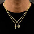 Micro Lady of Guadalupe and Crucifix Pendant Set in Yellow Gold