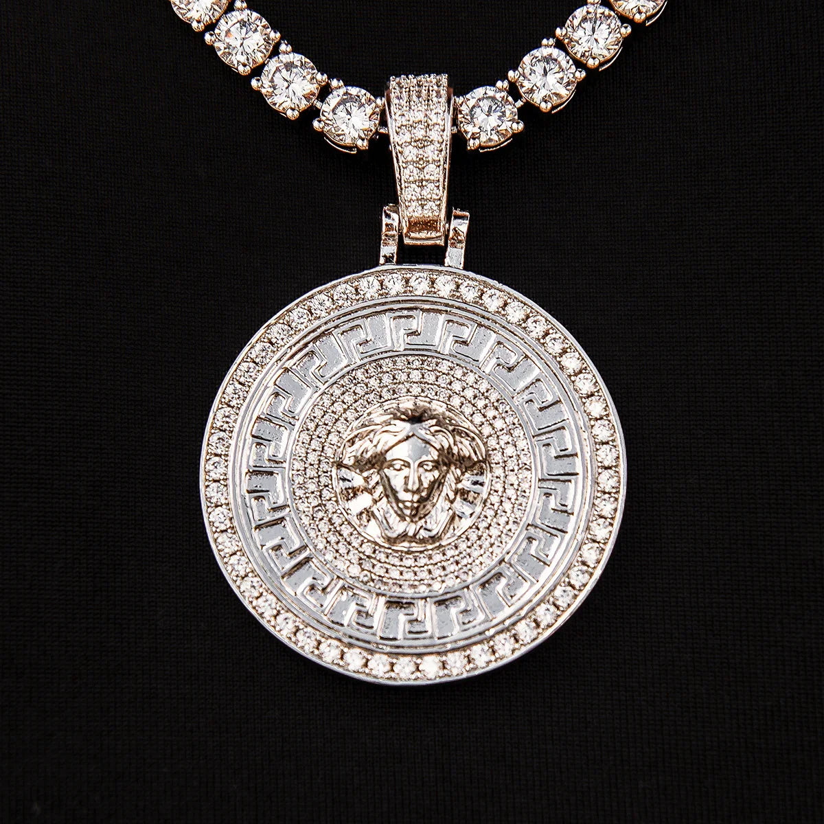 Medusa Pendant in White Gold