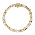 Men's 6MM Micro Diamond Prong Moissanite Cuban Bracelet in Yellow Gold Vermeil