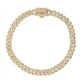 Men's 6MM Micro Diamond Prong Moissanite Cuban Bracelet in Yellow Gold Vermeil