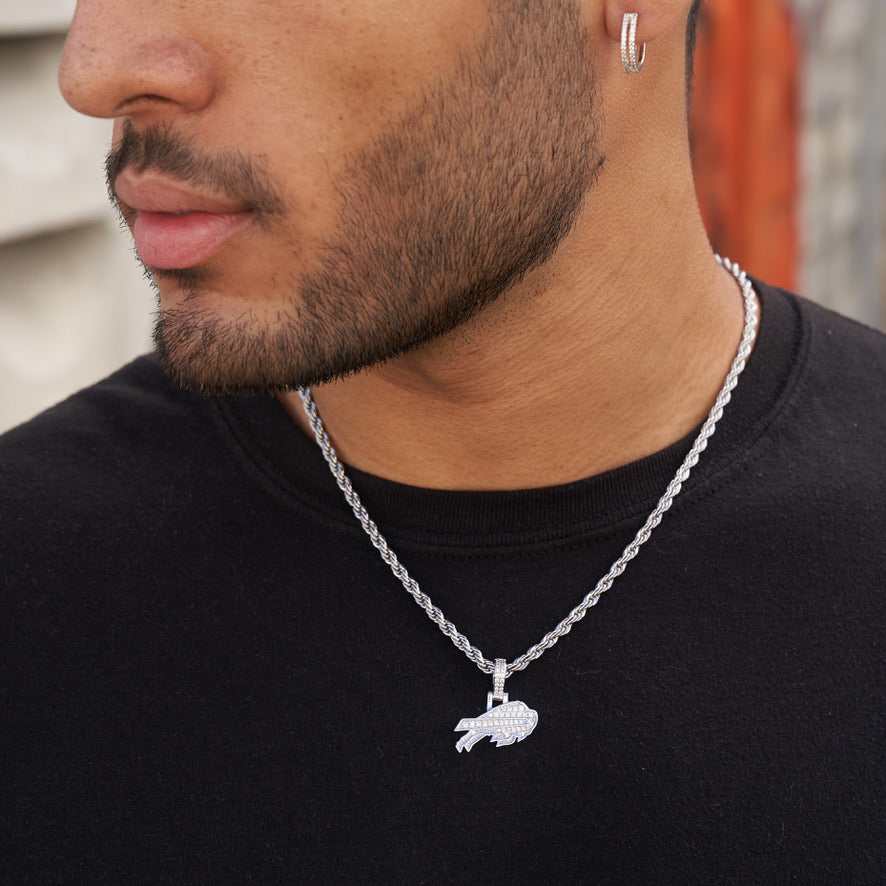 Buffalo Bills Official NFL Micro Logo Pendant - White Gold