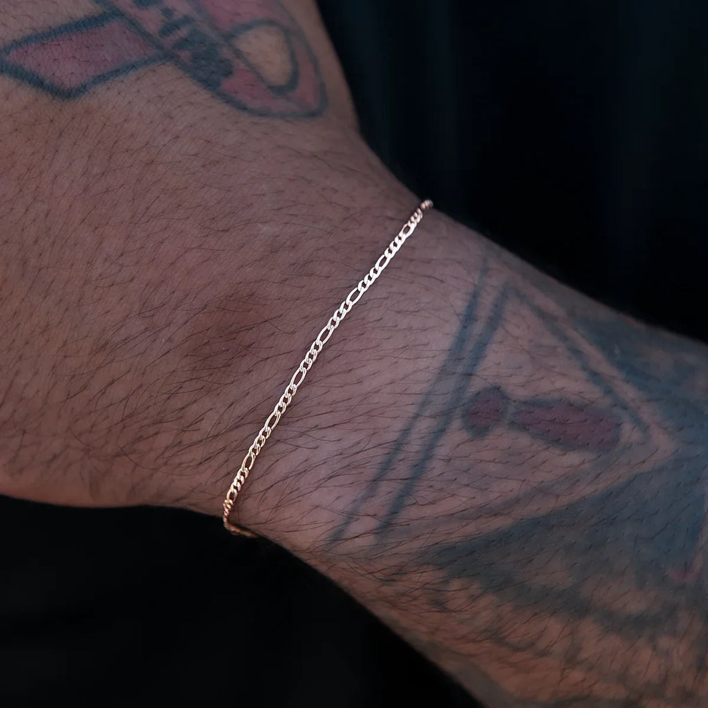 Figaro Chain + Bracelet Bundle in Rose Gold- 2mm