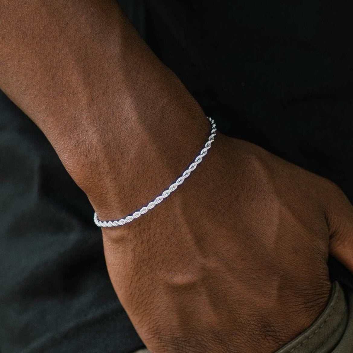Rope Bracelet in White Gold (Adjustable)- 2mm