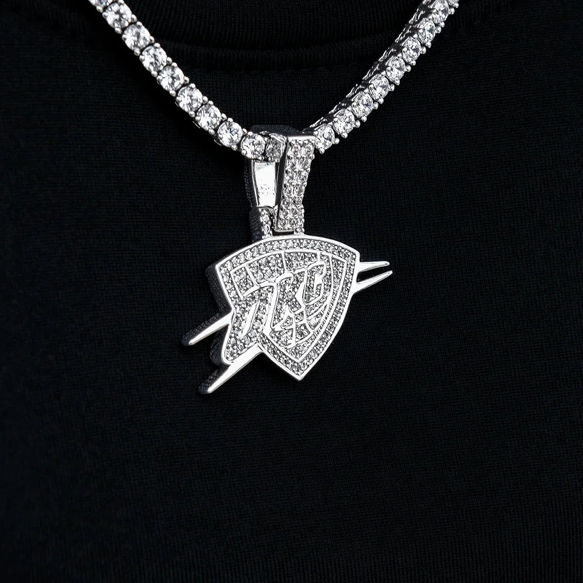 Oklahoma City Thunder OKC Official NBA Micro Logo Pendant in White Gold
