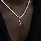 Men's Moissanite Diamond Micro Lightning Bolt Pendant in Yellow Gold Vermeil