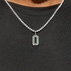 Micro Block Number Pendant in White Gold
